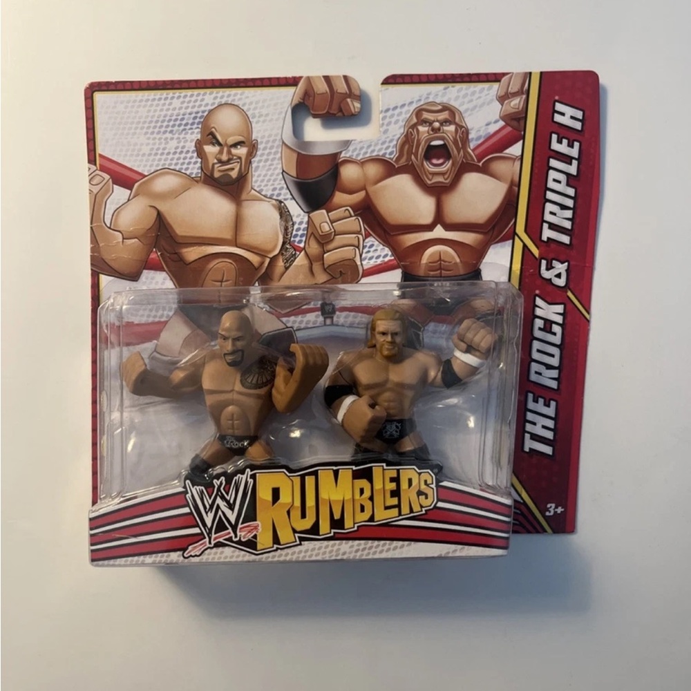 WWE Mattel Rumblers The Rock & Triple H Wrestling Figures SEALED READ